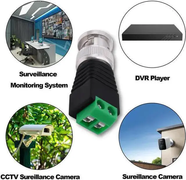 Alt view image 14 of 14 - BNC Connector BNC Male to 2Pin Solderless Screw Terminal Block Adapter Video Balun Connector for CCTV Surveillance Camera DVR TV Video-5Pcs (Male)