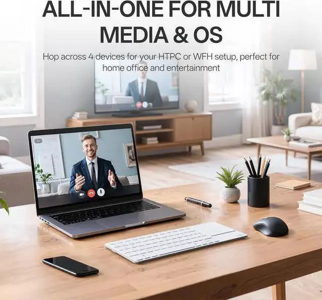Alt view image 9 of 13 - Rapoo Portable Wireless Keyboard with Touchpad, Multi-Device HTPC Keyboard for PC-Connected TV/Tablet/Steam Deck/Gaming Console/Raspberry Pi/Mini PC - Support Touch Gestures for Windows & Mac