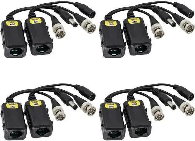 Alt view image 8 of 14 - Passive HD Video Balun BNC to RJ45 Network Transceiver Cat5/Cat6 Adapter Cable with DC Power 720P - 8MP Cat6 to BNC Male Connecto for CCTV Security Surveillance Camera System(16.5cm/4Pairs)
