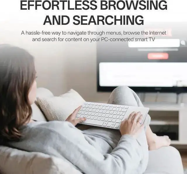 Alt view image 8 of 13 - Rapoo Portable Wireless Keyboard with Touchpad, Multi-Device HTPC Keyboard for PC-Connected TV/Tablet/Steam Deck/Gaming Console/Raspberry Pi/Mini PC - Support Touch Gestures for Windows & Mac