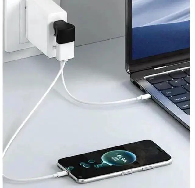 Alt view image 3 of 4 - WISDUM USB C OTG Cable Phone Adapter 2in1 Type C Male to USB C Female Charging Port with USB Female Splitter Adapter for