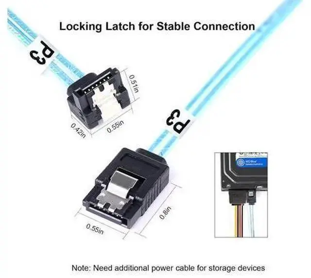 Alt view image 2 of 5 - WISDUM SATA-III Cable: 0.5M, 5 Pack Thin 90-Degree SATA Right-Angle Straight to Angled 6 Gbps Data Cable for Hard Drive, Computer, SDD, HDD, Blue (1.6FT)