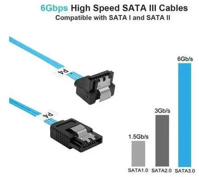 Alt view image 4 of 5 - WISDUM SATA-III Cable: 0.5M, 5 Pack Thin 90-Degree SATA Right-Angle Straight to Angled 6 Gbps Data Cable for Hard Drive, Computer, SDD, HDD, Blue (1.6FT)