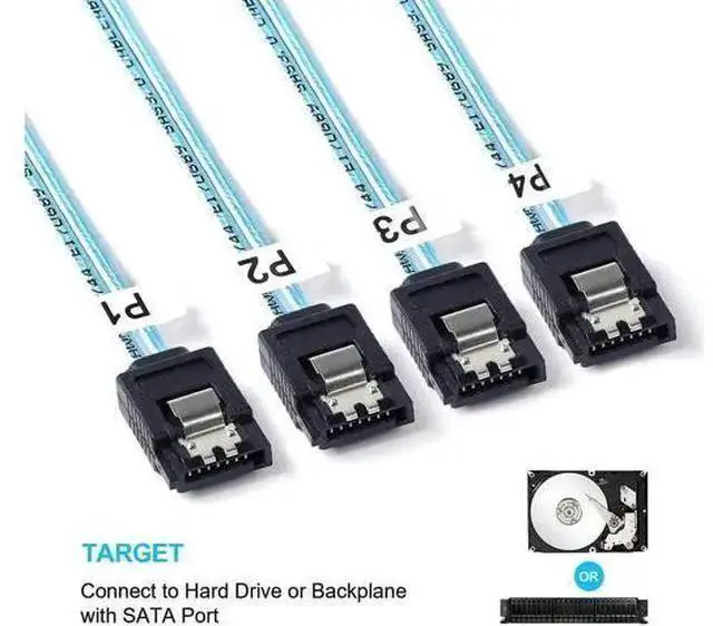 Alt view image 3 of 5 - WISDUM 2Pack SFF-8643 to SATA: 1M SFF8643 Mini-SAS to SATA Forward Breakout Cable Mini SAS HD SFF8643 Controller to Hard Drive (3.3FT)