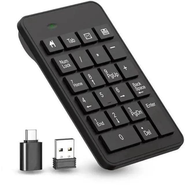 Main image of WISDUM Wireless USB & Typec Number Pad, Enhanced Efficiency 23 Keys Numeric Keypad Upgraded Version of 10 Key USB Keyboard Financial Accounting Numpad for Laptop, PC, Notebook, Desktop,Surface Pro