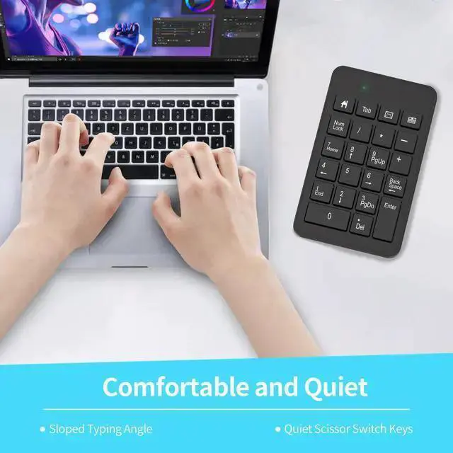 Alt view image 3 of 7 - WISDUM Wireless USB & Typec Number Pad, Enhanced Efficiency 23 Keys Numeric Keypad Upgraded Version of 10 Key USB Keyboard Financial Accounting Numpad for Laptop, PC, Notebook, Desktop,Surface Pro
