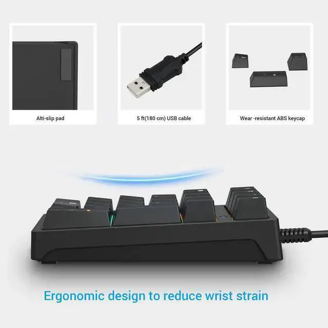 Alt view image 6 of 7 - WISDUM Number Pad, Mechanical USB Wired Numeric Keypad with RGB LED Backlit 21 Key Numpad,Mechanical Numeric Keypad for Laptop Desktop Computer PC Blue Switch (Black)