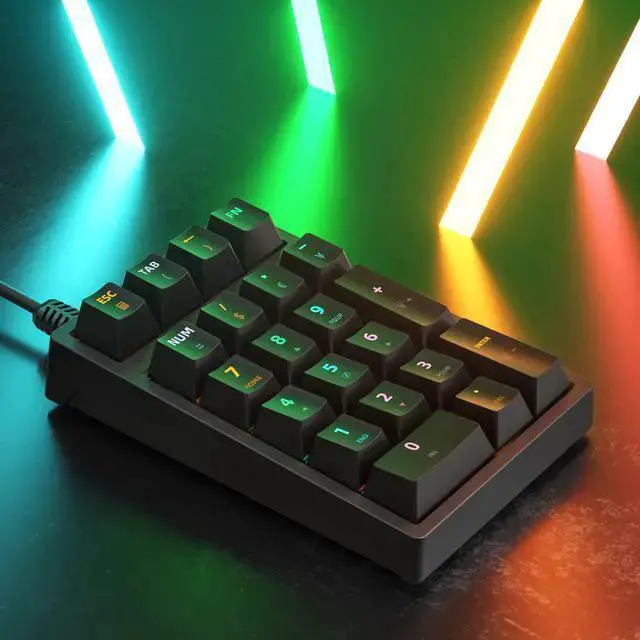 Alt view image 7 of 7 - WISDUM Number Pad, Mechanical USB Wired Numeric Keypad with RGB LED Backlit 21 Key Numpad,Mechanical Numeric Keypad for Laptop Desktop Computer PC Blue Switch (Black)