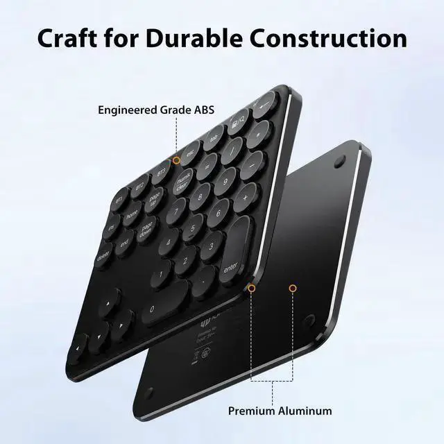Alt view image 4 of 7 - WISDUM Bluetooth Number Pad, Multi-Device Wireless Numeric Keypad, USB-C Rechargeable, 35 Keys Portable Numpad for Data Entry, Financial Accounting, Compatible with Laptop, Mac, iMac, Tablet, PC