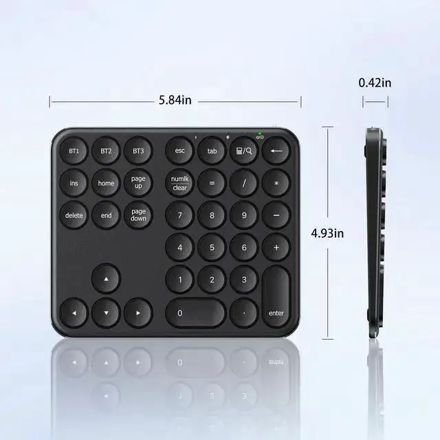 Alt view image 7 of 7 - WISDUM Bluetooth Number Pad, Multi-Device Wireless Numeric Keypad, USB-C Rechargeable, 35 Keys Portable Numpad for Data Entry, Financial Accounting, Compatible with Laptop, Mac, iMac, Tablet, PC