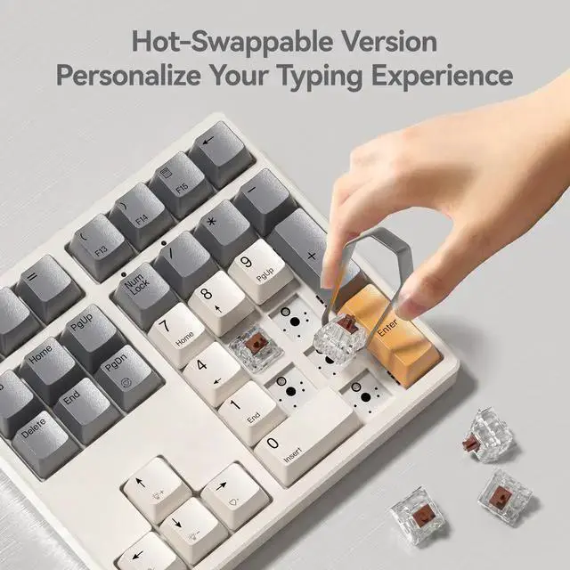 Alt view image 4 of 7 - WISDUM Mechanical Number Pad,34 Key Wired USB Numeric Keypad White Backlit Hot Swappable Numpad with PBT Keycaps for Laptop, MacBook,PC Desktop (Retro Beige,Brown Switch)