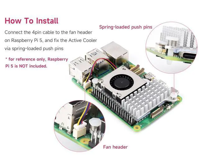 Alt view image 4 of 7 - Official Active Cooler for Raspberry Pi 5, Combines an Aluminium Heatsink with a Temperature-Controlled Blower Fan to Accelerate Heat Dissipation