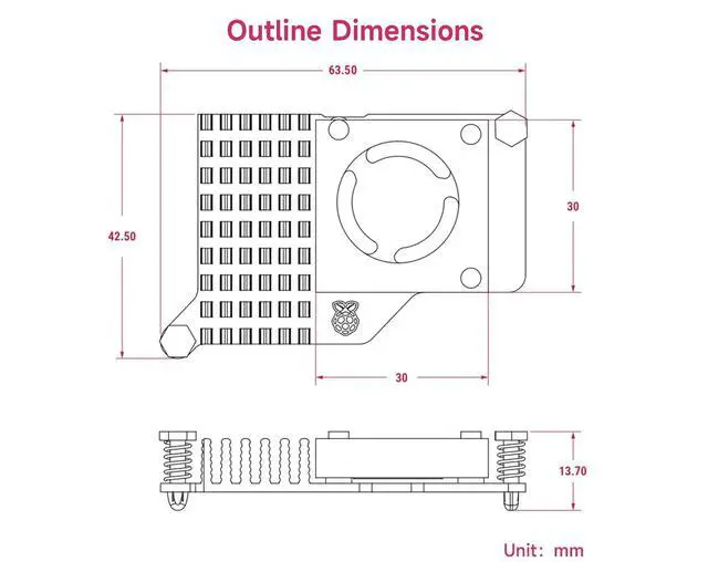 Alt view image 6 of 7 - Official Active Cooler for Raspberry Pi 5, Combines an Aluminium Heatsink with a Temperature-Controlled Blower Fan to Accelerate Heat Dissipation