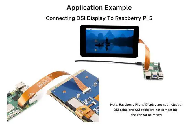 Alt view image 3 of 3 - (2PCS) Official Pi DSI Display FPC Flexible Cable Compatible with Raspberry Pi 5, 22Pin to 15Pin, Suitable for RPi 5 Connecting to DSI Display Screen, 20CM/0.2M/0.65FT Length
