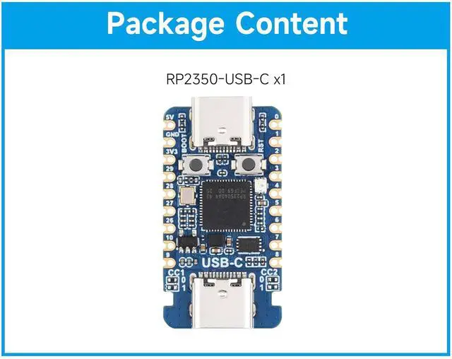 Alt view image 6 of 6 - RP2350 USB-C Microcontroller Development Board Based On RPi RP2350A, Dual-Core & Dual-Architecture, Castellated Module, for SMD Applications