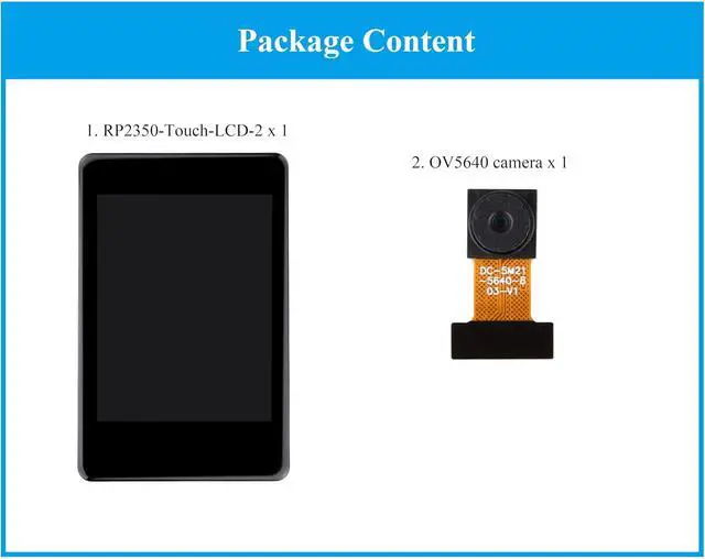 Alt view image 7 of 7 - RP2350 2inch Capacitive Touch Display Development Board, Onboard 240x320 Pixels IPS LCD 262K Color 16MB Flash, Tiny Size with Rich Interface Better Expandability, with OV5640 Camera Module