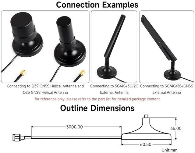 Alt view image 3 of 4 - SMA Magnetic Mount Antenna Base, SMA Connector, 3m Coaxial Cable, Compatible with Multiple GNSS Positioning Modules