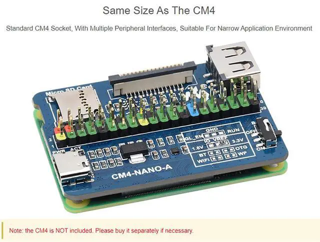 Alt view image 2 of 7 - Nano Base Board (A) for Raspberry Pi Compute Module 4 Lite/eMMC,with Raspberry Pi 40PIN GPIO Interface, USB 2.0, MIPI CSI-2 Port