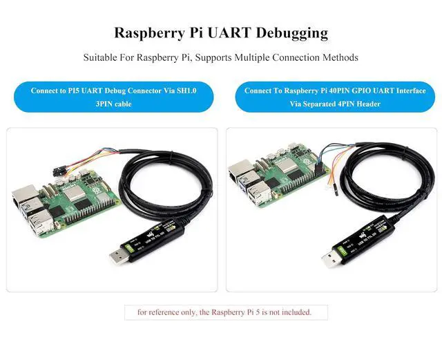 Alt view image 3 of 7 - USB TO TTL Converter Serial Cable FT232RNL Chip, with Separated 4pin Header + SH1.0 3PIN Connector for Raspberry Pi 5 Serial Port Debugging Compatible with Linux Android WinCE Win7/8/8.1/10/11