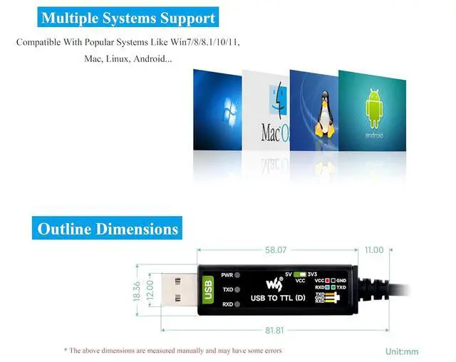 Alt view image 7 of 7 - USB TO TTL Converter Serial Cable FT232RNL Chip, with Separated 4pin Header + SH1.0 3PIN Connector for Raspberry Pi 5 Serial Port Debugging Compatible with Linux Android WinCE Win7/8/8.1/10/11