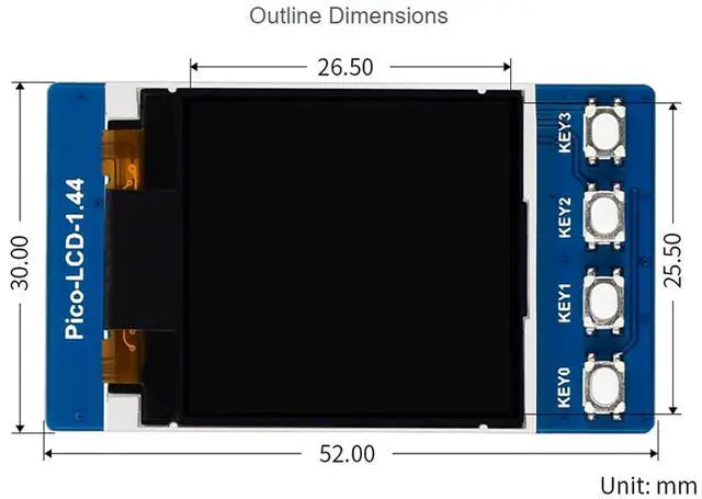 Alt view image 7 of 7 - waveshare 1.44inch LCD Display Module for Raspberry Pi Pico, 128×128 Resolution TFT Display Panel 65K RGB Display Color Clear and Colorful Display Effect SPI Interface 3.15V ~ 5V
