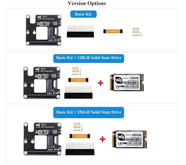 Alt view image 2 of 7 - PCIe to M.2 Adapter for Raspberry Pi 5, Support M.2 NVMe Solid State Drive 2230/2242, Gen2 and Gen3 Modes, Booting Pi5 from Solid State Drive, High-Speed Reading/Writing, HAT + Standard