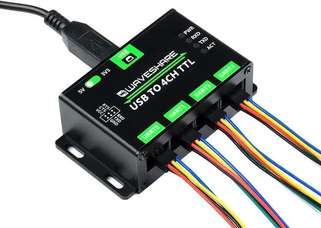 Main image of waveshare Industrial USB to 4-CH TTL Converter Adapter USB to UART Support Multi Protection/Systems /Win7/8/8.1/10/11, Linux, etc