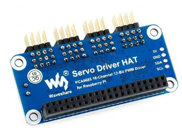 Alt view image 3 of 6 - Servo Driver HAT (B) for Raspberry Pi4B/3B+/3B/2B/B+/A+/Zero/Zero W/WH and Jetson Nano, 16-Channel or PWM Output 12-bit I2C Interface,Onboard Standard Servo Interface Right Angle Pinheader