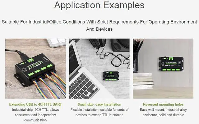 Alt view image 6 of 7 - waveshare Industrial USB to 4-CH TTL Converter Adapter USB to UART Support Multi Protection/Systems /Win7/8/8.1/10/11, Linux, etc