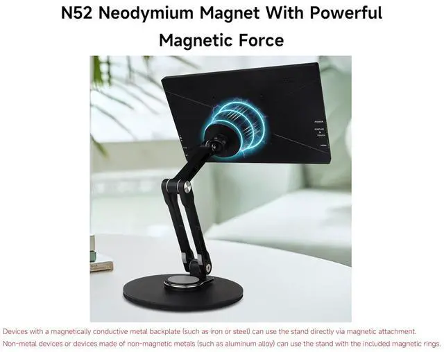 Alt view image 3 of 7 - Adjustable Portable Magnetic Monitor Stand,Compatible With 4~18.5inch Monitors, Supports Multi-axis 360 Degree Rotation, Comes With Magnetic Metal Rings, Foldable for Easy Storage
