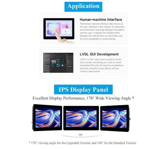 Alt view image 4 of 7 - ESP32-S3 5inch Capacitive Touch Screen Development Board, 5-Point Touch LCD Display, 1024 x 600 Pixel, 32-Bit LX7 Dual-Core Processor, Support W-i-F-i&B L E with Onboard Antenna (Upgraded Ver )