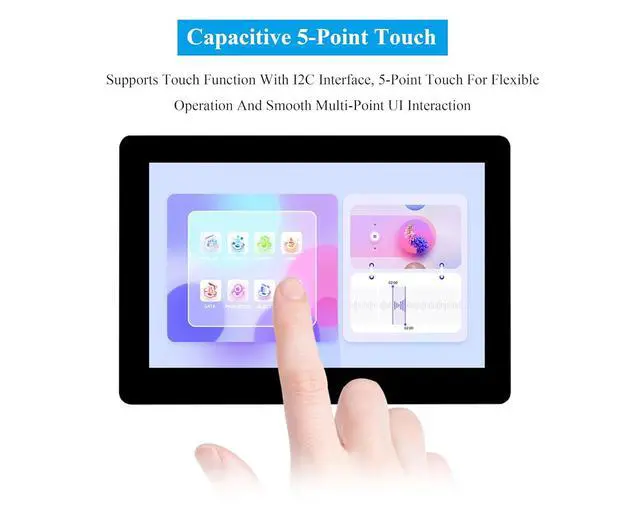 Alt view image 5 of 7 - ESP32-S3 5inch Capacitive Touch Screen Development Board, 5-Point Touch LCD Display, 1024 x 600 Pixel, 32-Bit LX7 Dual-Core Processor, Support W-i-F-i&B L E with Onboard Antenna (Upgraded Ver )
