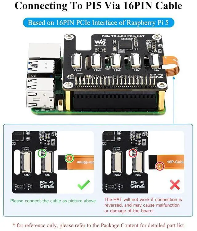 Alt view image 3 of 7 - PCIe to 4-Ch PCIe FFC Adapter Board Compatible with Raspberry Pi 5, Expands PCIe Interface of Pi 5 to 4-Ch PCIe FFC Connectors, Supports Stacking Multiple PCIe Hats