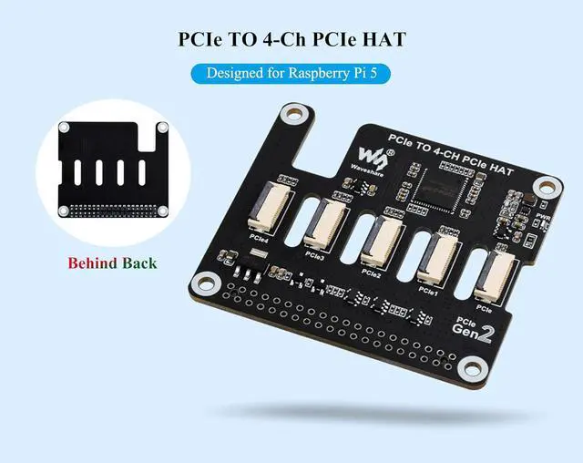 Alt view image 5 of 7 - PCIe to 4-Ch PCIe FFC Adapter Board Compatible with Raspberry Pi 5, Expands PCIe Interface of Pi 5 to 4-Ch PCIe FFC Connectors, Supports Stacking Multiple PCIe Hats