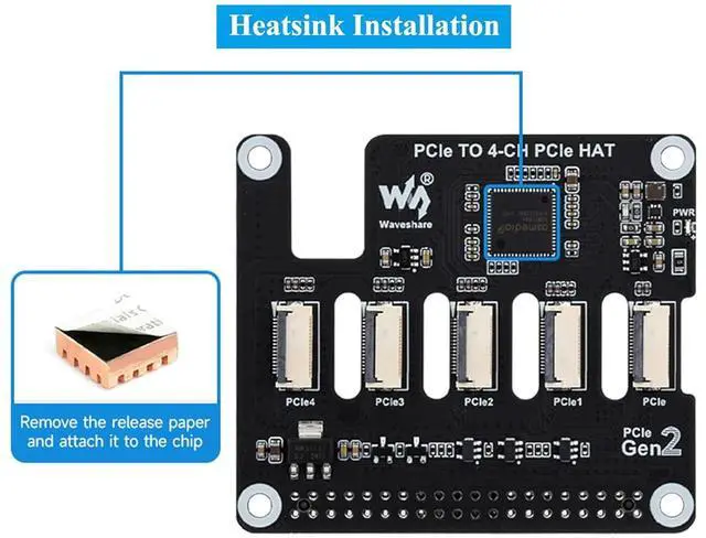 Alt view image 7 of 7 - PCIe to 4-Ch PCIe FFC Adapter Board Compatible with Raspberry Pi 5, Expands PCIe Interface of Pi 5 to 4-Ch PCIe FFC Connectors, Supports Stacking Multiple PCIe Hats