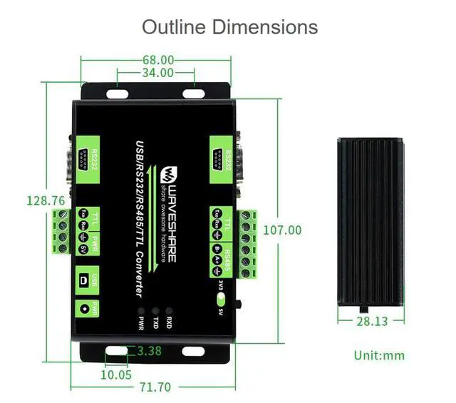 Alt view image 7 of 7 - waveshare Industrial Isolated Multi-Bus Converter, USB / RS232 / TTL to RS232 / 485 / TTL Adapter Converter with FT232RL Chip, Support Win7/8/8.1/10, Linux, Android, Wince, and so on