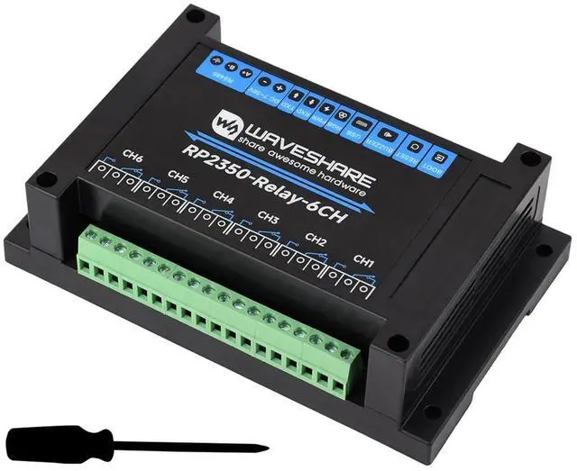 Main image of Industrial 6-Channel RP2350 Relay Module, Onboard RS485/Pico HAT Interfaces, Compatible with Raspberry Pi Pico Hats, Expanding RTC/CAN / RS232 / LoRa/Sensor, RS485,etc. Multi Protection Circuits