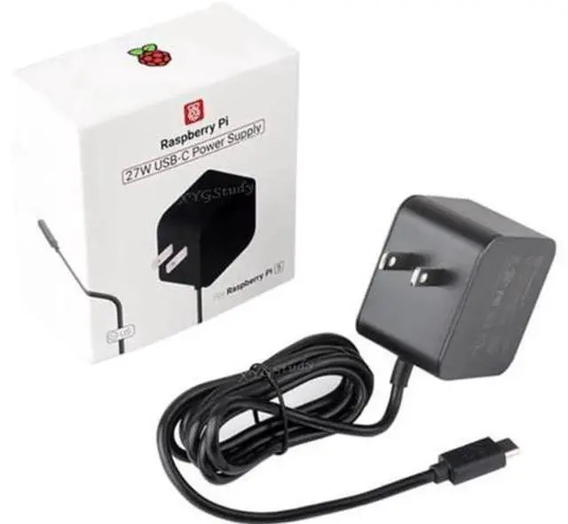 Main image of Official 27W USB-C Power Supply for Raspberry Pi 5, 5.1V/5A, 9V/3A, 12V/2.25A, 15V/1.8A, Black US
