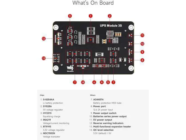 Alt view image 4 of 7 - Uninterruptible Power Supply (UPS) Module, Supports Charging and Power Output at The Same Time, 3S & 5V 5A Output, Compatible with Raspberry Pi Board