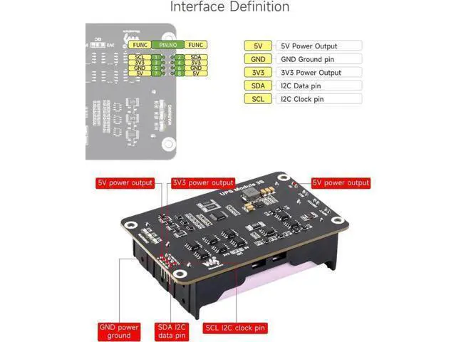 Alt view image 5 of 7 - Uninterruptible Power Supply (UPS) Module, Supports Charging and Power Output at The Same Time, 3S & 5V 5A Output, Compatible with Raspberry Pi Board