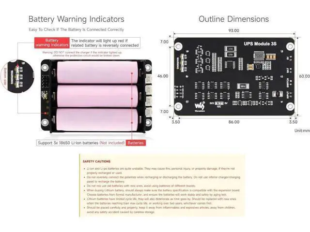 Alt view image 6 of 7 - Uninterruptible Power Supply (UPS) Module, Supports Charging and Power Output at The Same Time, 3S & 5V 5A Output, Compatible with Raspberry Pi Board