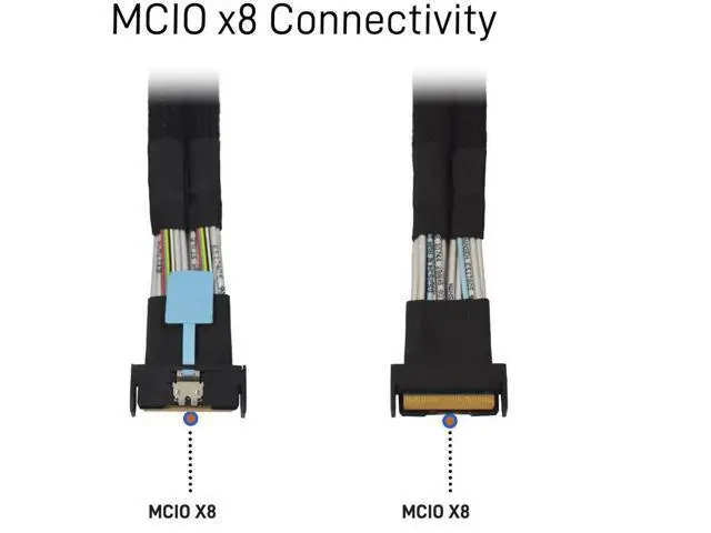 Alt view image 3 of 6 - PCIe 5.0 MCIO x8 to 2 x SFF-8639 Cable for U.2 NVMe SSD with 15Pin Power, 3.3ft(100 cm)