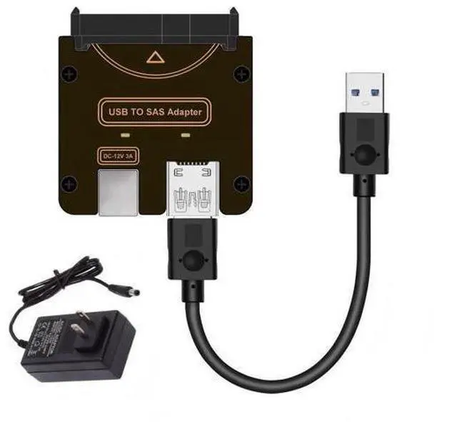 Main image of USB 3.0 to SAS Adapter for 2.5/3.5" SFF-8482 SAS Hard Disks to USB Converter Adapter with Power Supply (Need Power Supply to Work)