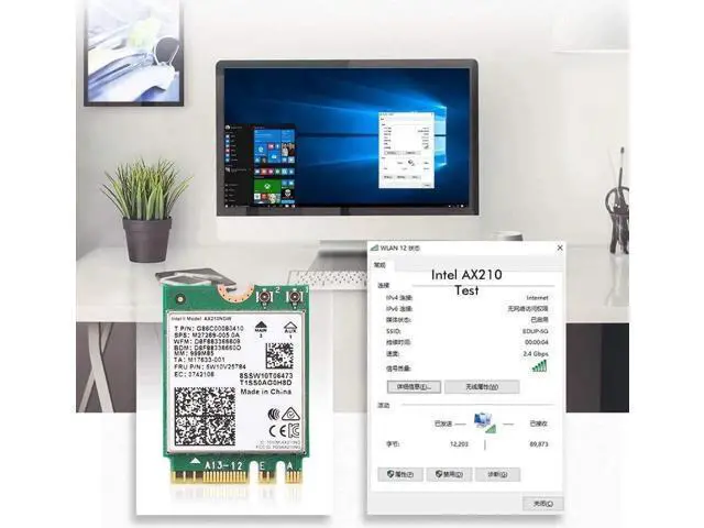 Alt view image 3 of 7 - WiFi 6E AX210NGW WiFi Card, 6G/5.8G/2.4Ghz Tri-Band, Bluetooth5.2, 802.11AX Internal Network Card for PC with MU-MIMO, Ultra-Low Latency, Support Windows10,11 (64bit)