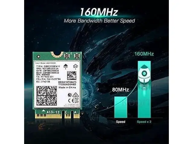 Alt view image 4 of 7 - WiFi 6E AX210NGW WiFi Card, 6G/5.8G/2.4Ghz Tri-Band, Bluetooth5.2, 802.11AX Internal Network Card for PC with MU-MIMO, Ultra-Low Latency, Support Windows10,11 (64bit)