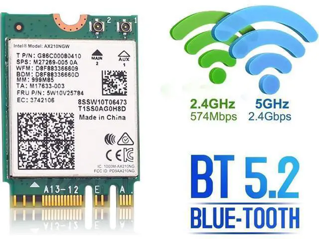 Alt view image 7 of 7 - WiFi 6E AX210NGW WiFi Card, 6G/5.8G/2.4Ghz Tri-Band, Bluetooth5.2, 802.11AX Internal Network Card for PC with MU-MIMO, Ultra-Low Latency, Support Windows10,11 (64bit)