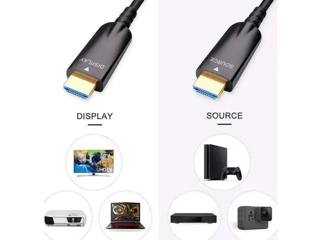 Alt view image 3 of 6 - DTech 50ft Fiber Optic HDMI Cable with 4K 60Hz 1080p HD Video 3D ARC HDCP CEC High Speed Supported (50 Feet, Black)