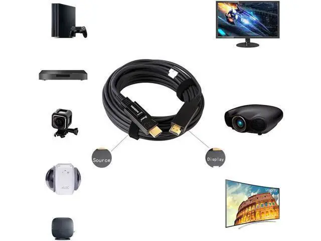 Alt view image 3 of 7 - DTech 32 Feet Fiber Optic HDMI Cable 4K 60Hz YUV 444 18Gbps Ultra HD with Dual Connector Micro to Standard HDMI Cord for TV Projector Computer Monitor (10 Meters)