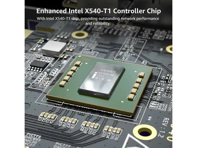 Alt view image 6 of 7 - 10G PCI-E Network Card Single RJ45 Port, 10G NIC with Inte X540-T1 Conrtoller, VIMIN 10Gb Base-T Ethernet Network Card Compatible with PCI Express X8, X16, Support Windows/Windows Server/Linux/VMware
