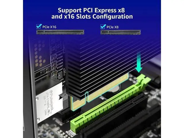 Alt view image 7 of 7 - 10G PCI-E Network Card Single RJ45 Port, 10G NIC with Inte X540-T1 Conrtoller, VIMIN 10Gb Base-T Ethernet Network Card Compatible with PCI Express X8, X16, Support Windows/Windows Server/Linux/VMware